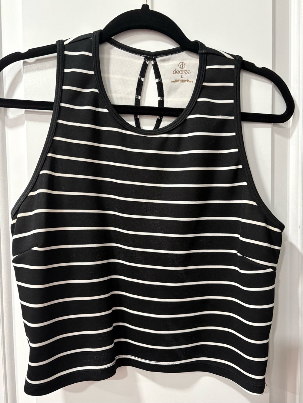 Decree Black & White Striped Racerback Tank